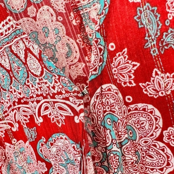 Lovestitch Womens Paisley Print Short Sleeve Romper Sz Medium Red V Neck - Picture 6 of 11